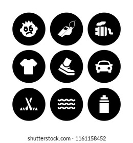 9 sports icons in vector set. whistle, isotonic, wave and hockey illustration for web and graphic design