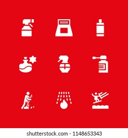 9 spray icon set with perfume, spray bottle and paint spray vector illustration for graphic design and web