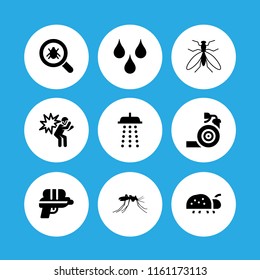 9 spray icons in vector set. insect, explosion, pest and shower illustration for web and graphic design