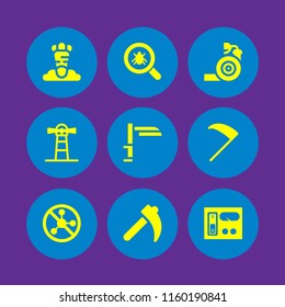 9 sprayer icons in vector set. pest, control, garden hose and pesticide illustration for web and graphic design