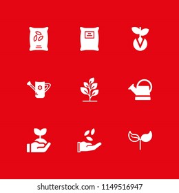 9 sprout icon set with seeds, germination and sprout vector illustration for graphic design and web