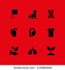 9 sprout icons in vector set. seeds, growth, plant and biology illustration for web and graphic design