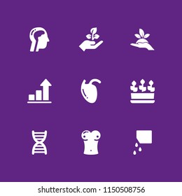 9 sprout icons in vector set. growth, plants, seeds and seeding illustration for web and graphic design