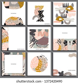 9 square collage template for business card and invitation