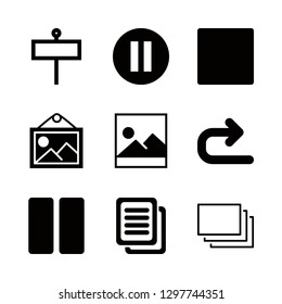 9 square icons with rectangle of commercial signal on a pole and returning curved right arrow in this set