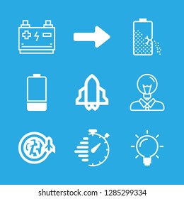 9 start icons with idea and stopwatch in this set