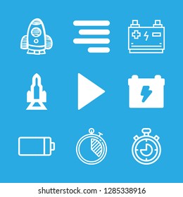 9 start icons with stopwatch and battery in this set