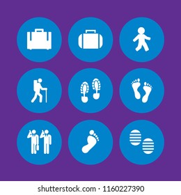 9 step icons in vector set. footprint, walk, human feet shape and human footprint illustration for web and graphic design