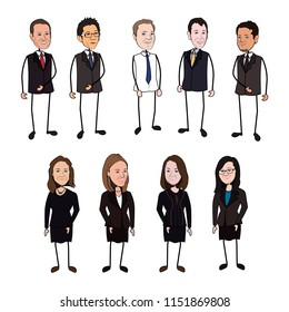 9 Stick Figure Characters Man Woman Vector Artwork