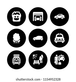 9 street icons in vector set. in love, parking, taxi and park illustration for web and graphic design
