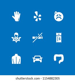 9 stress icons in vector set. sad, anatomy, digestion and neck illustration for web and graphic design