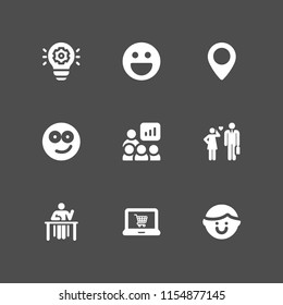 9 student icons in vector set. think, teacher, smiling and desk illustration for web and graphic design