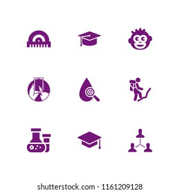 9 student icons in vector set. team, school, backpack and school materials illustration for web and graphic design