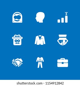 9 suit icons in vector set. deal, man, wedding suit and diving suit illustration for web and graphic design