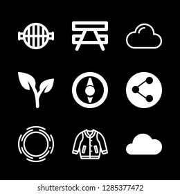 9 summer icons with share and grill in this set