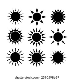9 Sun icon set collection vector