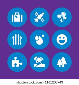 9 sun icons in vector set. space, desert, skiing and beach illustration for web and graphic design