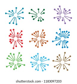 9 of sunburst starburst or firework shape icons illustration