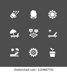 9 sunny icons in vector set. park, golf, field and sunbathing illustration for web and graphic design