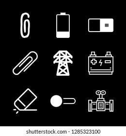 9 supply icons with valve and paper clip in this set