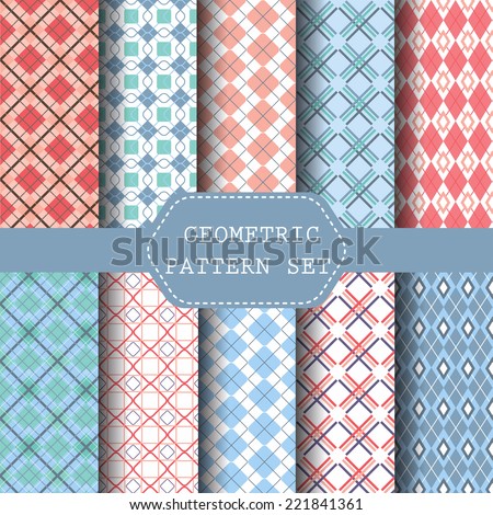 9 sweet pastel geometric seamless patterns, can be used for wallpaper, pattern fills, web page,background,surface