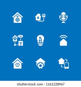 9 switch icons in vector set. smart home and radio illustration for web and graphic design