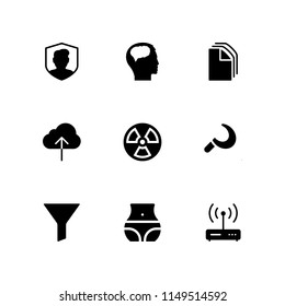 9 system icon set with radiation, cloud computing and file vector illustration for graphic design and web