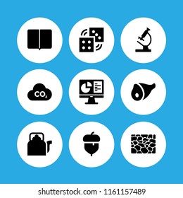 9 table icons in vector set. stone, research, tea and food and restaurant illustration for web and graphic design