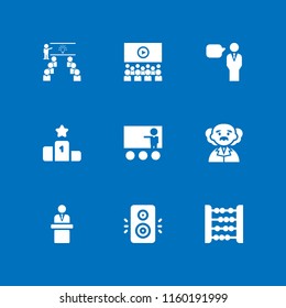 9 teacher icons in vector set. abacus, speech, podium and class illustration for web and graphic design
