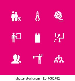 9 team icon set with american football, users and group vector illustration for graphic design and web