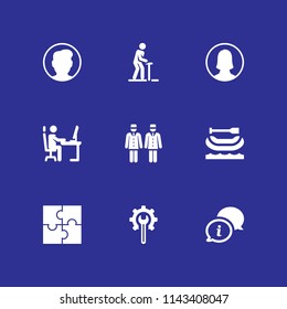 9 teamwork icon set with puzzle, conversation and cogwheel vector illustration for graphic design and web