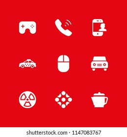 9 technology icon set with mouse, car and protection vector illustration for graphic design and web