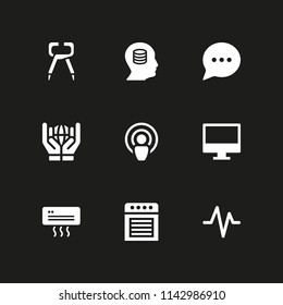 9 technology icon set with signal, database and chat vector illustration for graphic design and web