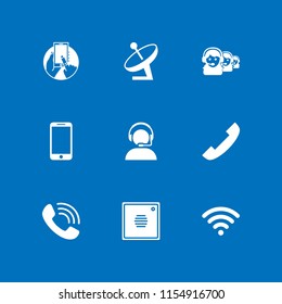 9 telephone icons in vector set. call center, support, antenna and call illustration for web and graphic design