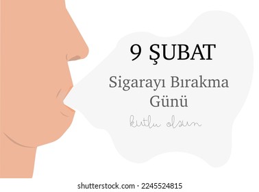 9 Şubat Sigarayı Bırakma Günü template design. Tex translate: 9 February Quit Smoking Day