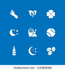 9 texture icons in vector set. ball, night, clover and coffee illustration for web and graphic design