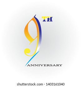 9 th anniversary logo design vector