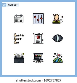 9 Flat Colors and Editable Symbols of network Thematic Vektorillustration Filledline; Arbeit; Nutzer; Unternehmen; man Editing Vektorillustration Design Elements