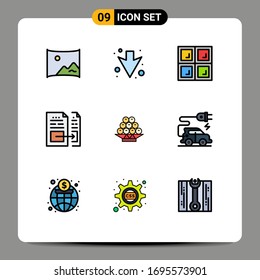 9 Colores planos de vectores temáticos y símbolos editables de la China; alimentos; casa; factura; documentos Elementos de diseño de vectores editables