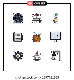 9 Thematic Vector Filledline Flat Colors and Editable Symbols of report; healthcare; table; doctor; human resource Editable Vector Design Elements