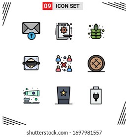 9 Colores planos de vectores temáticos y símbolos editables de personas; negocios; loto; alfiler de pan; materiales de diseño de vectores editables de cocción