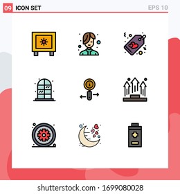 9 Thematic Vector Filledline Flat Colors and Editable Symbols of zoom; info; heart; cabinet; home Editable Vector Design Elements