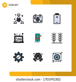 9 Thematic Vector Filledline Flat Colors and Editable Symbols of mobile; live chat; electric; chat; education Editable Vector Design Elements