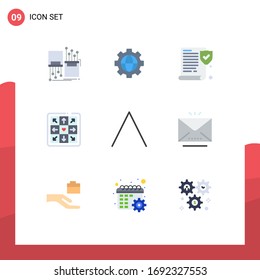 9 Thematic Vector Flat Colors and Editable Symbols of email; top; insurance; arrow; game Editable Vector Design Elements