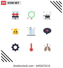 9 Thematic Vector Flat Colors and Editable Symbols of ui; interface; bbq; attachment; life Editable Vector Design Elements