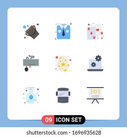 9 Thematic Vector Flat Colors and Editable Symbols of easter; mouse; cards; keyboard; device Editable Vector Design Elements