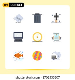 9 Thematic Vector Flat Colors and Editable Symbols of pc; device; beauty; monitor; salon Editable Vector Design Elements