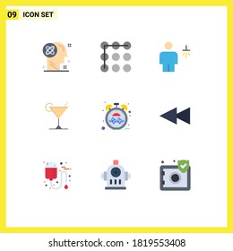 9 Thematische Vektorflachfarben und Bearbeitbare Herzsymbole; Zitrone; Avatar; Saft; wasserbearbeitende Vectordesign-Elemente