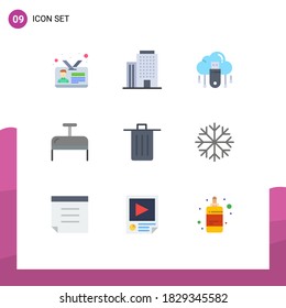 9 Thematic Vector Flat Colors and Editable Symbols of been; travel; usb; luggage; store Editable Vector Design Elements