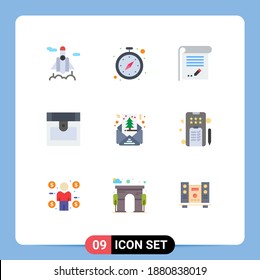 9 Thematic Vector Flat Colors and Editable Symbols of greeting; card; education; treasure; chest Editable Vector Design Elements